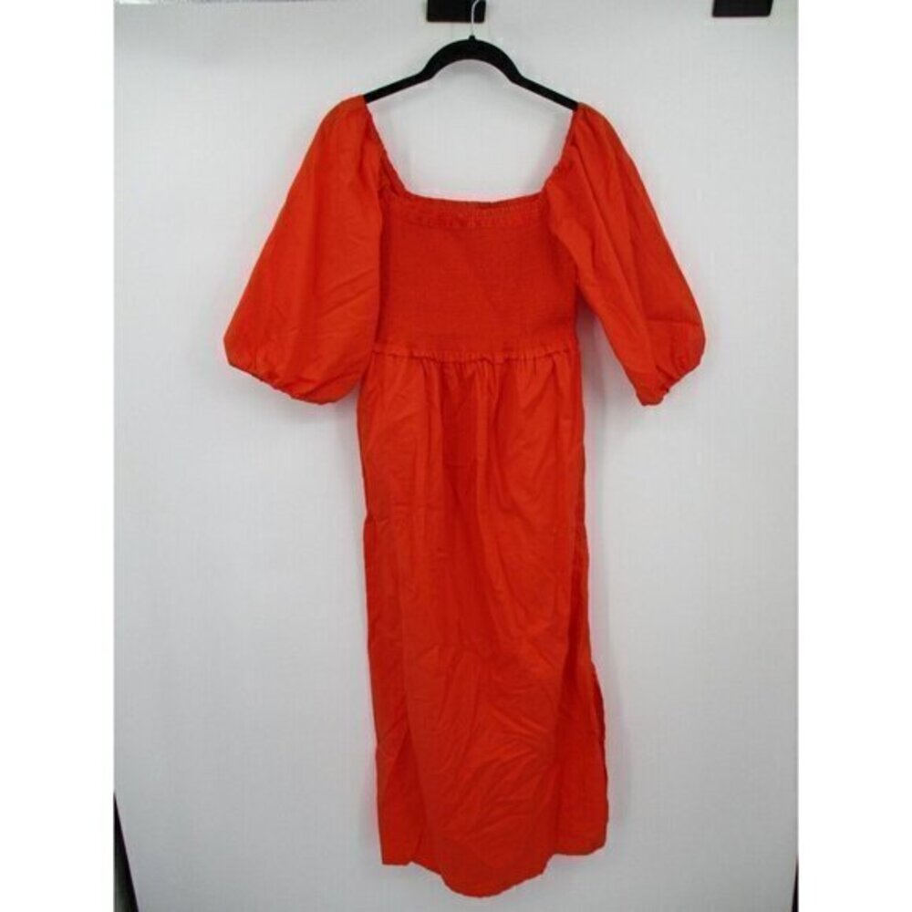Free Assembly Womens Dress Medium Orange Short Sleeves Casual Preppy Summer Boho
